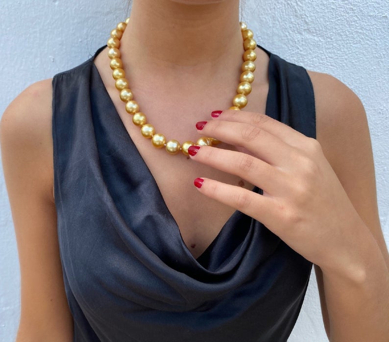 Endless beauty and pride - 9mm - 15mm golden south sea pearl necklace