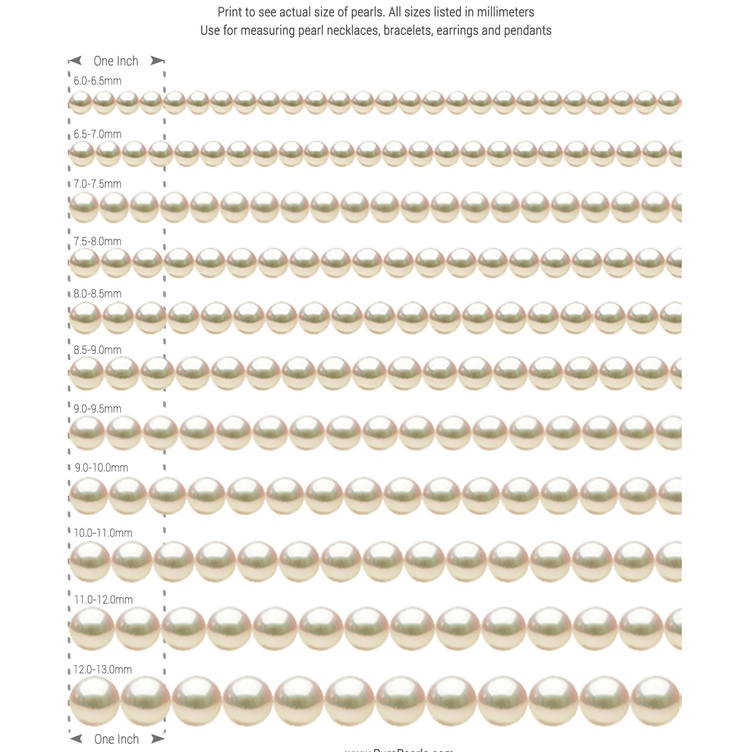 Pearl Size Chart Pearl Size Chart